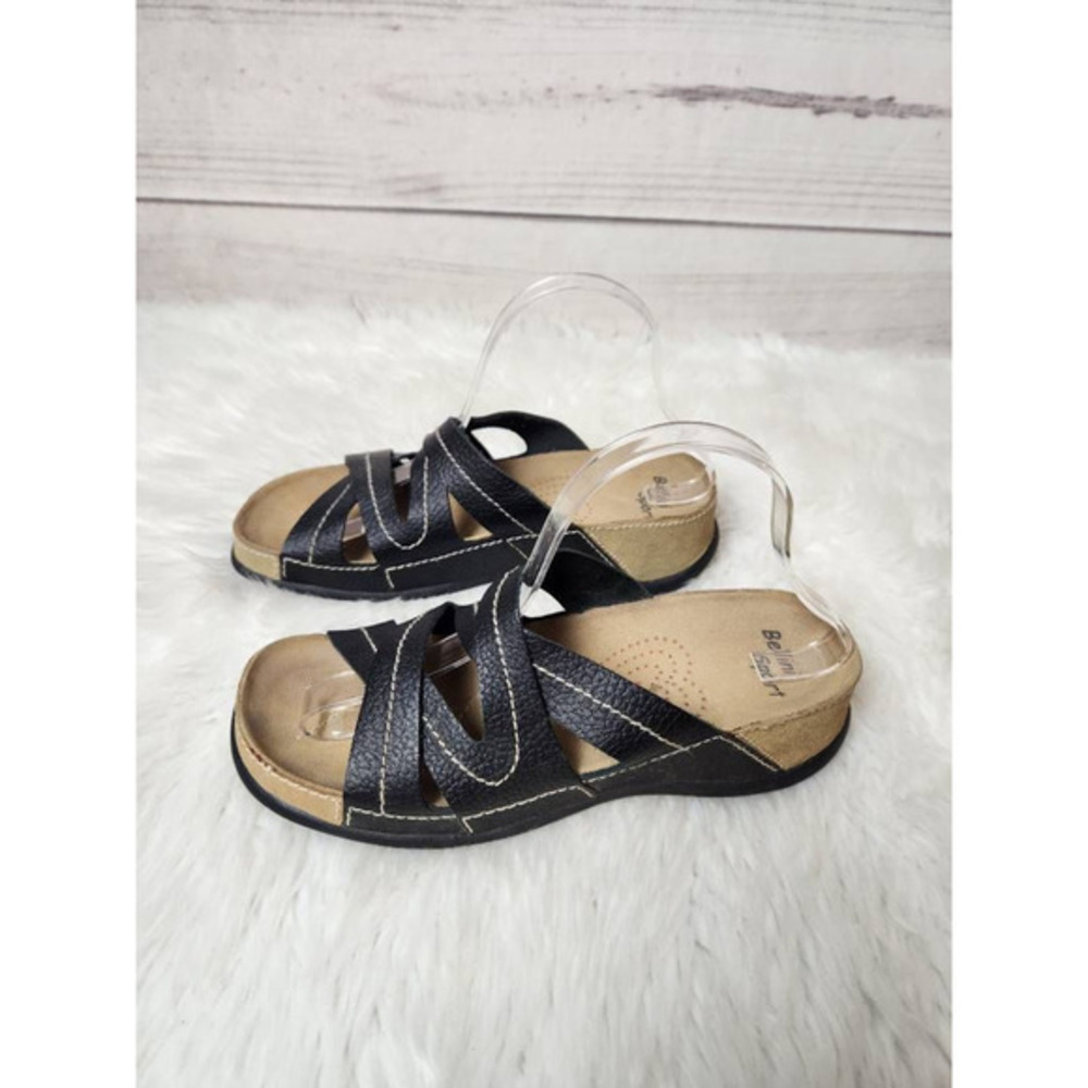 Bellini Sport‎ Womens Francine Slides Sandals Black Open Toe Leather Slip On 9 M - Picture 4 of 6